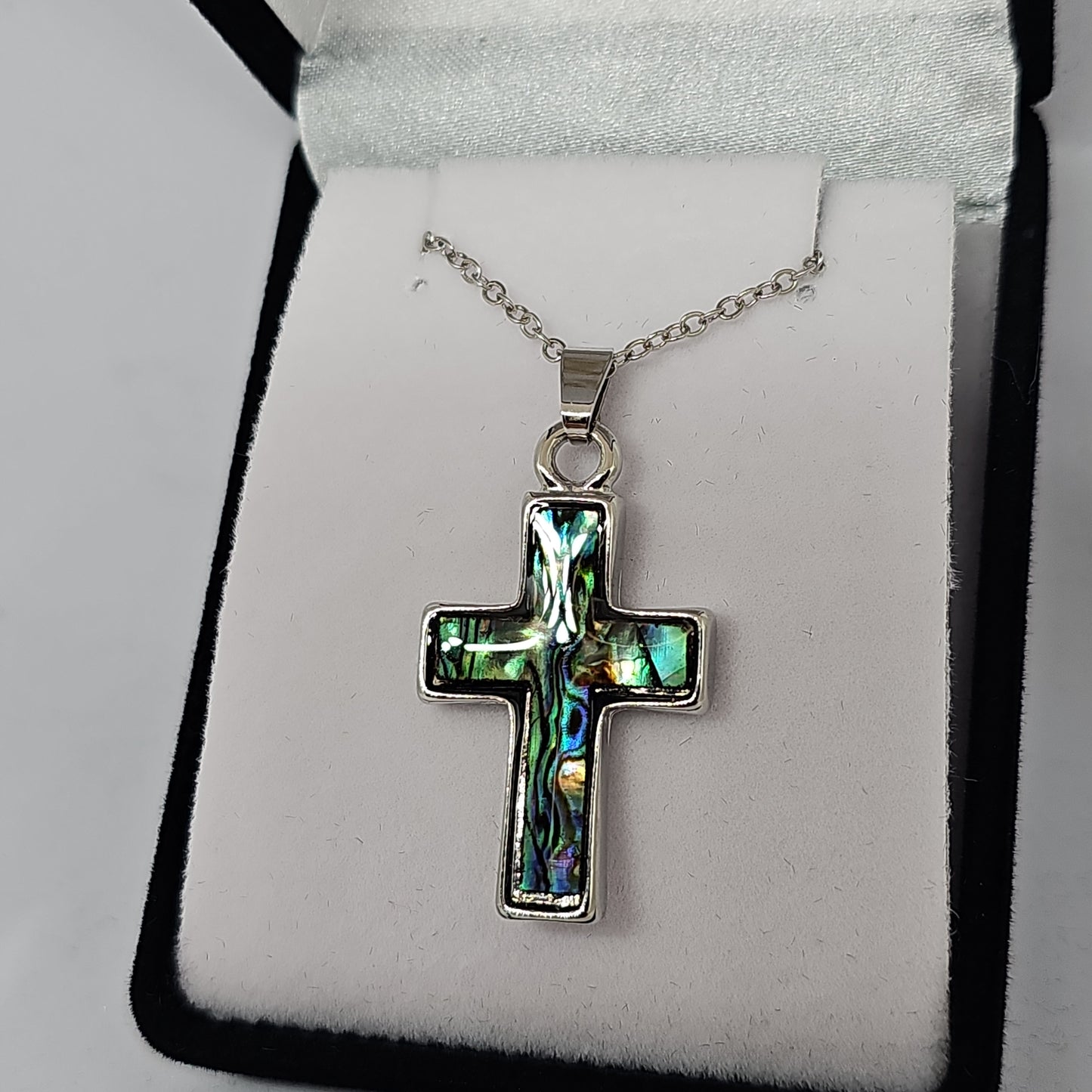 Paua pendant - cross - Rivendell Shop