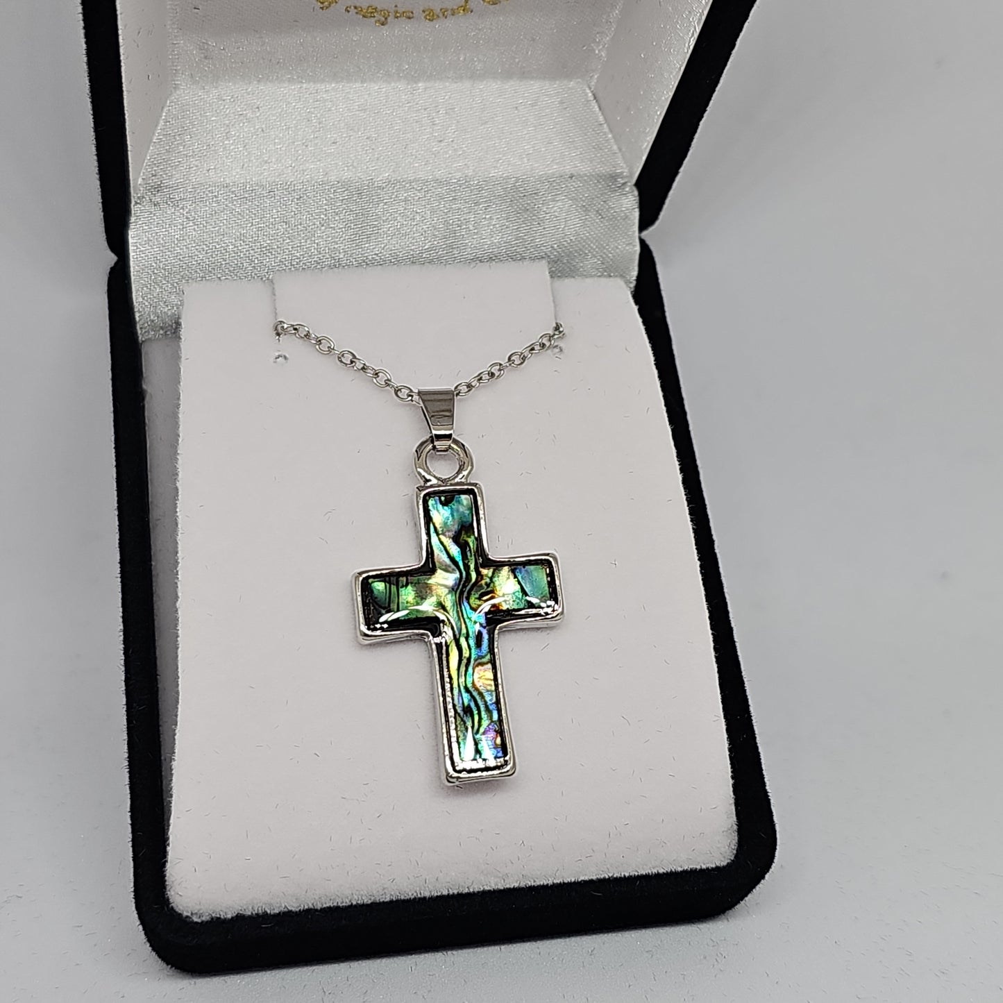 Paua pendant - cross - Rivendell Shop