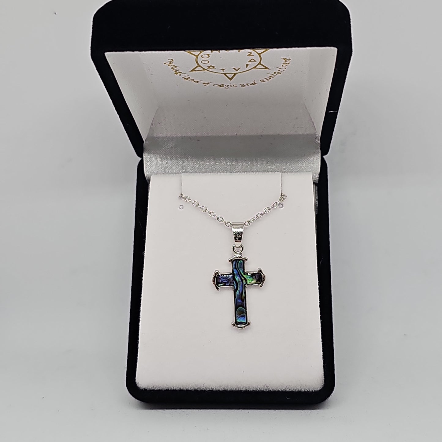 Paua pendant - cross - Rivendell Shop