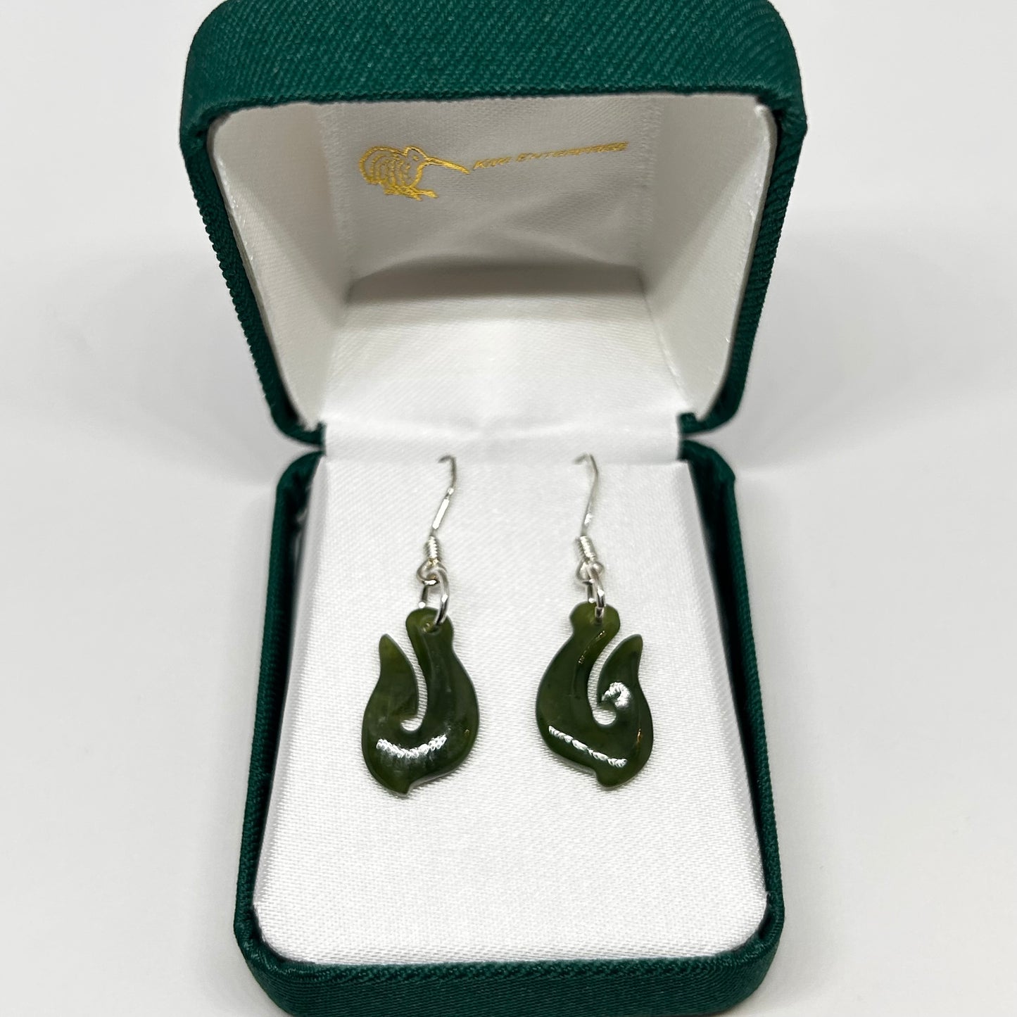Greenstone Earrings - Hei Matau (hook)