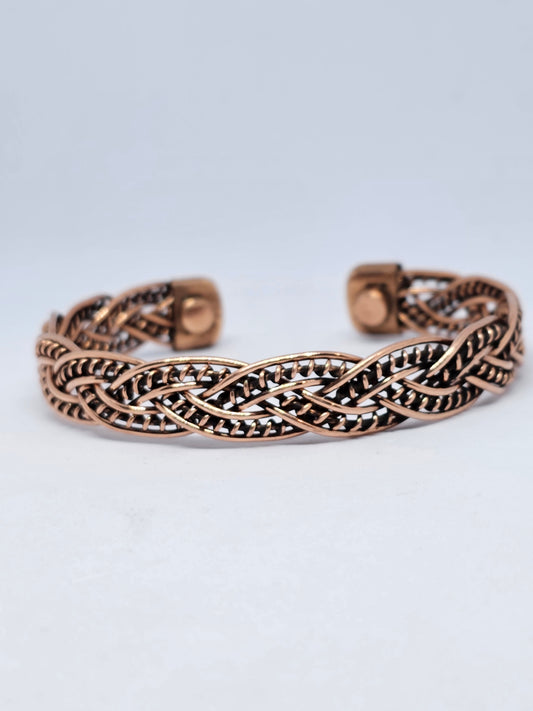 Plaited Woven Pattern Copper Magnetic Bracelet - Rivendell Shop
