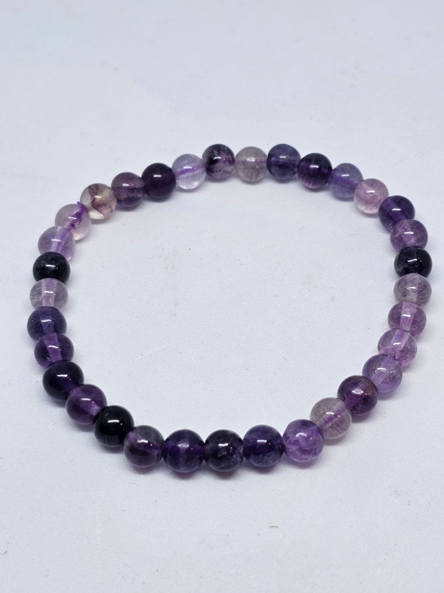 Purple Fluorite Round Bead Crystal Bracelet - Rivendell Shop
