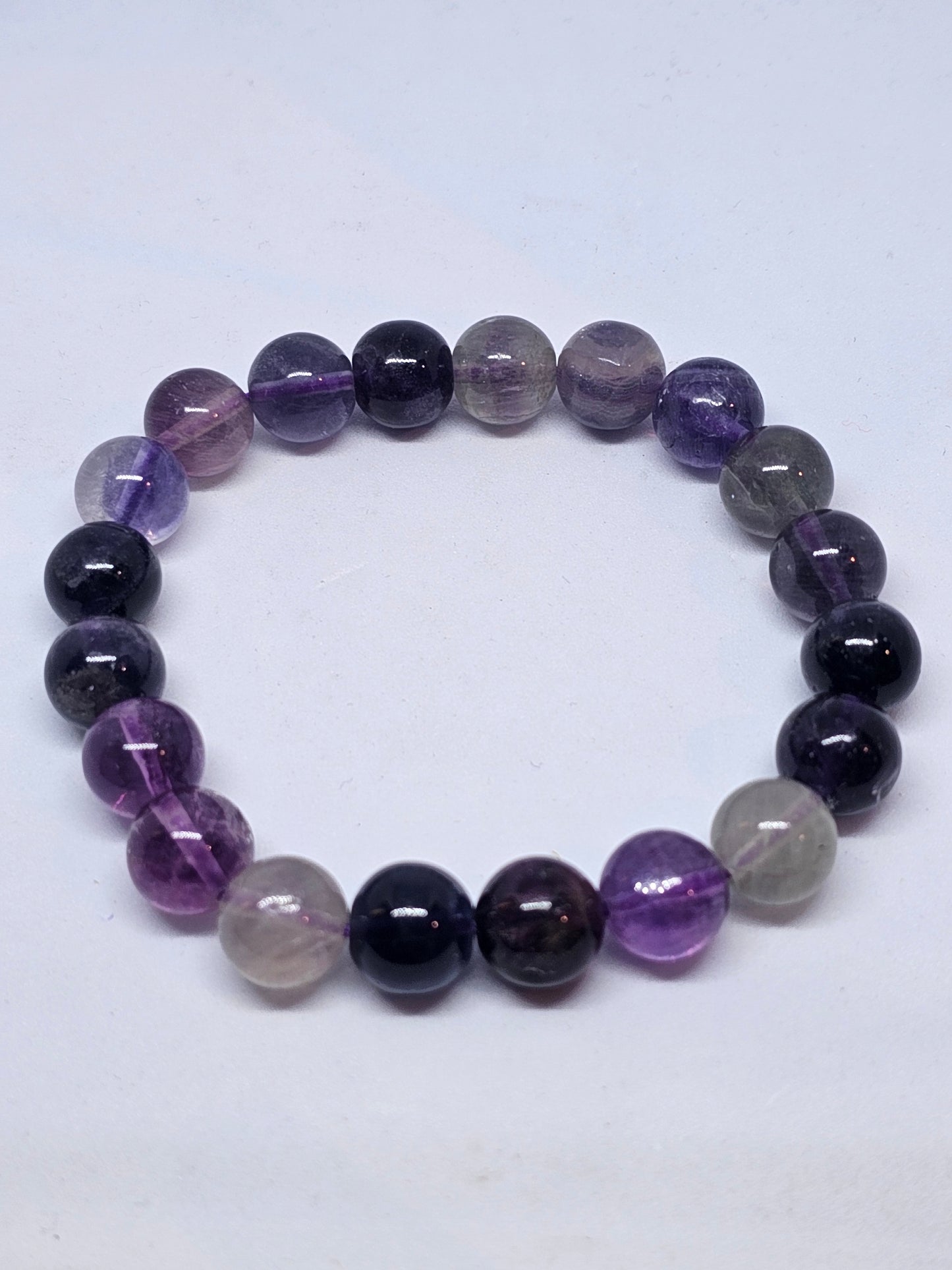 Purple Fluorite Round Bead Crystal Bracelet - Rivendell Shop
