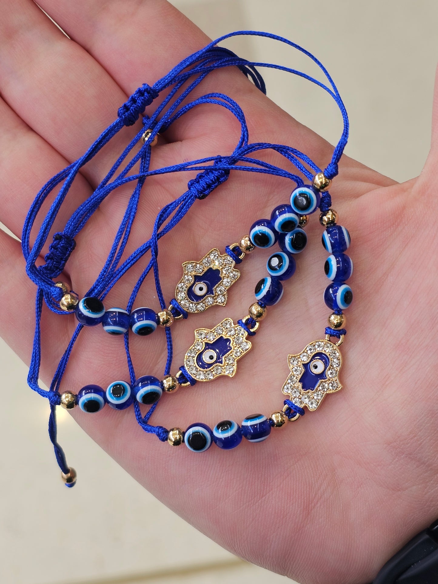 Evil Eye Wax Bracelet - Blue Hamsa - Rivendell Shop