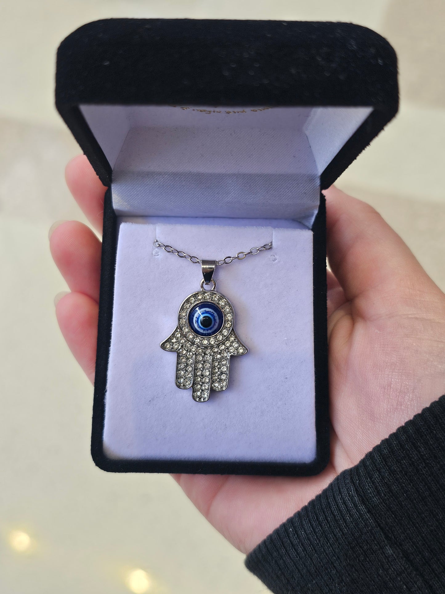 Evil Eye Pendant - Silver Hamsa - Rivendell Shop