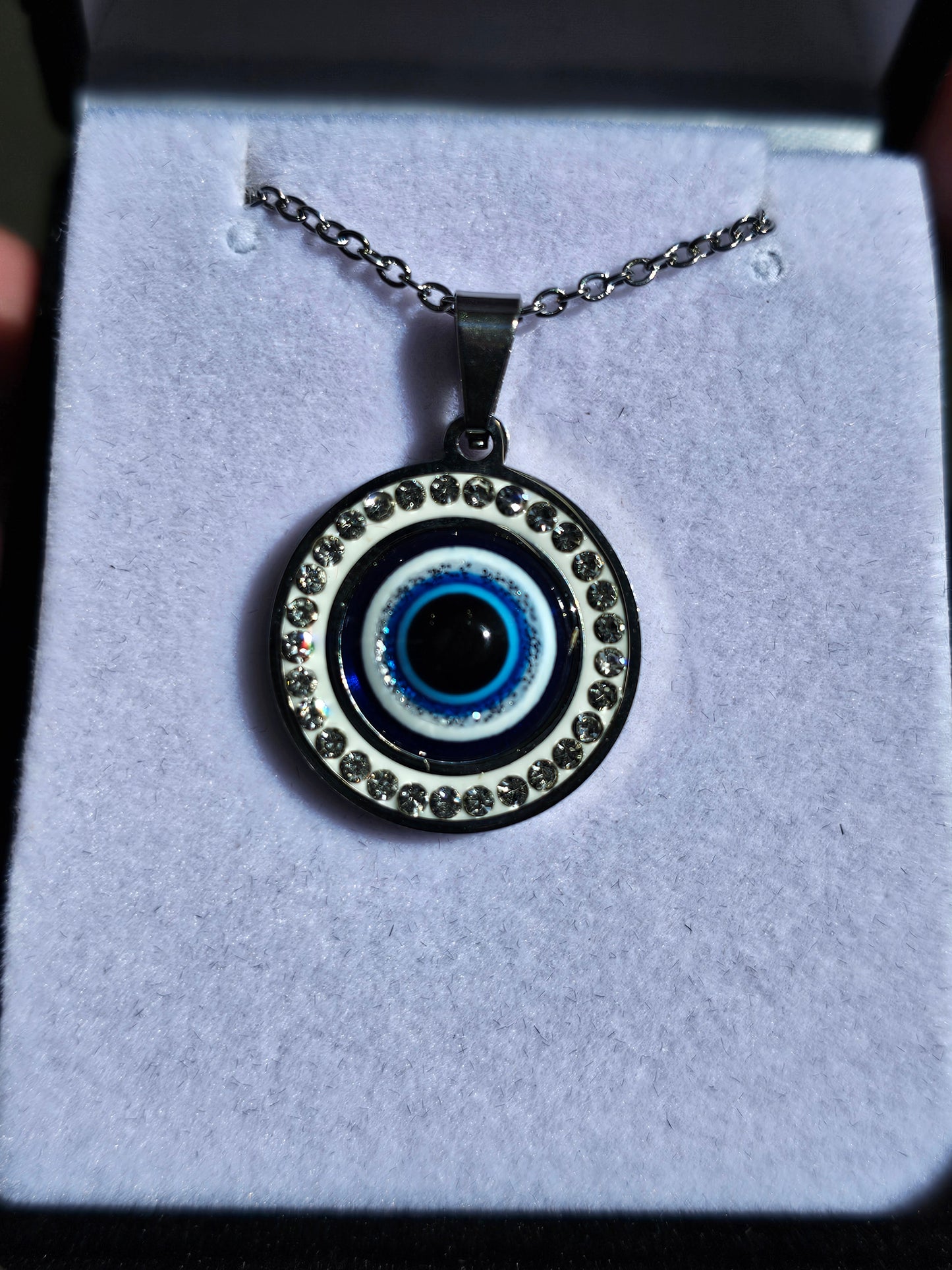 Evil Eye Pendant - Silver Diamante - Rivendell Shop