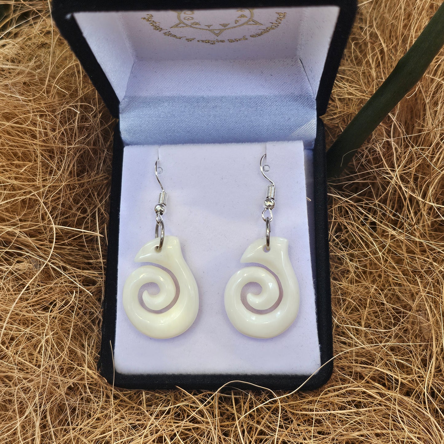 Handcarved Bone Koru Earrings - Rivendell Shop