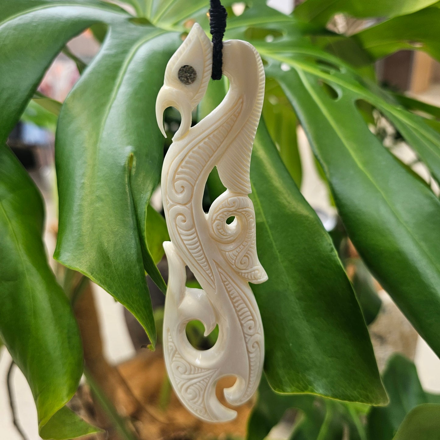 Manaia Large Bone Pendant with Paua - Rivendell Shop