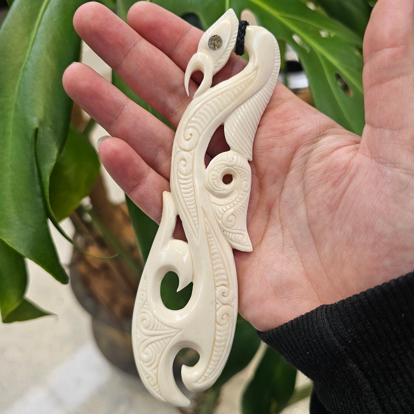 Manaia Large Bone Pendant with Paua - Rivendell Shop