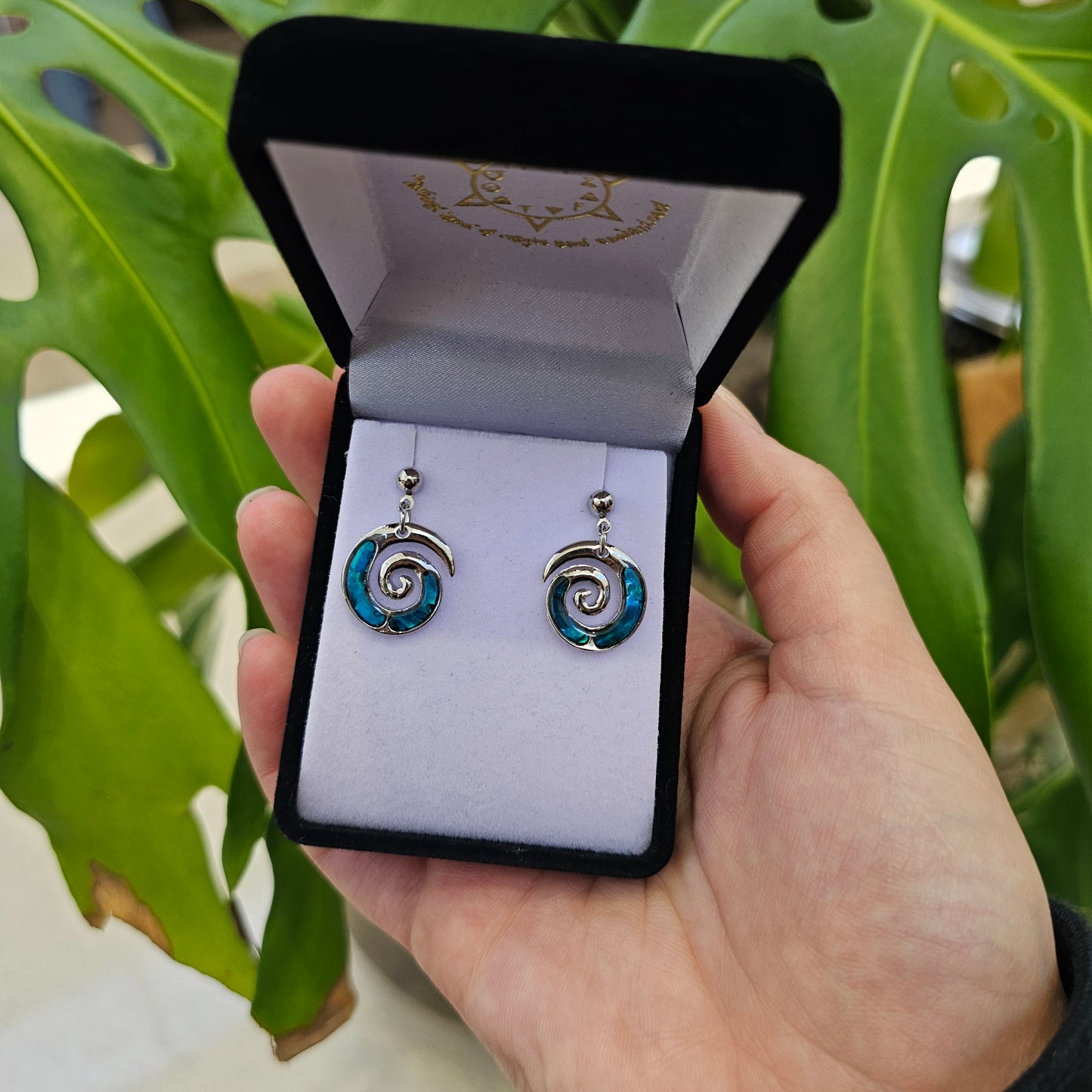 Paua Earrings - Koru Studs - Rivendell Shop