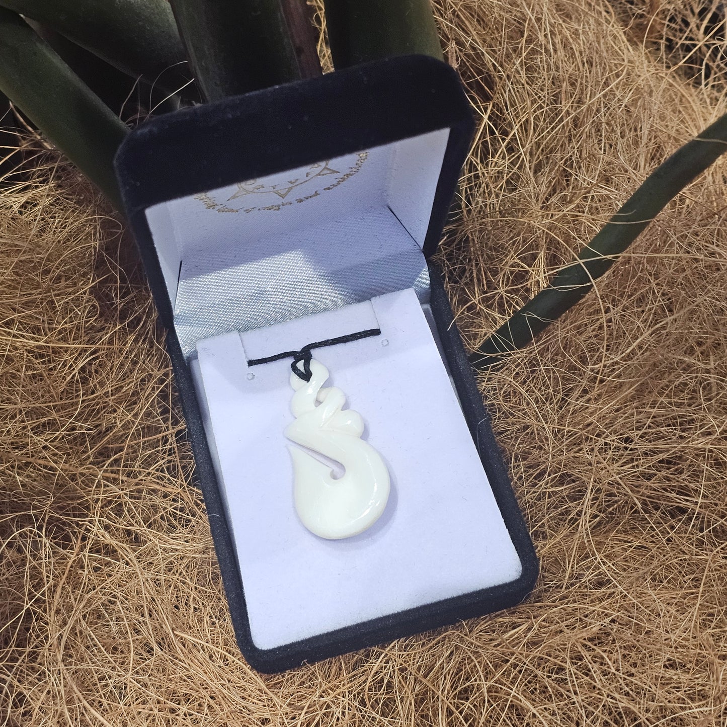 Handcarved Bone Pendant - Hei Matau (Fish Hook) - Rivendell Shop