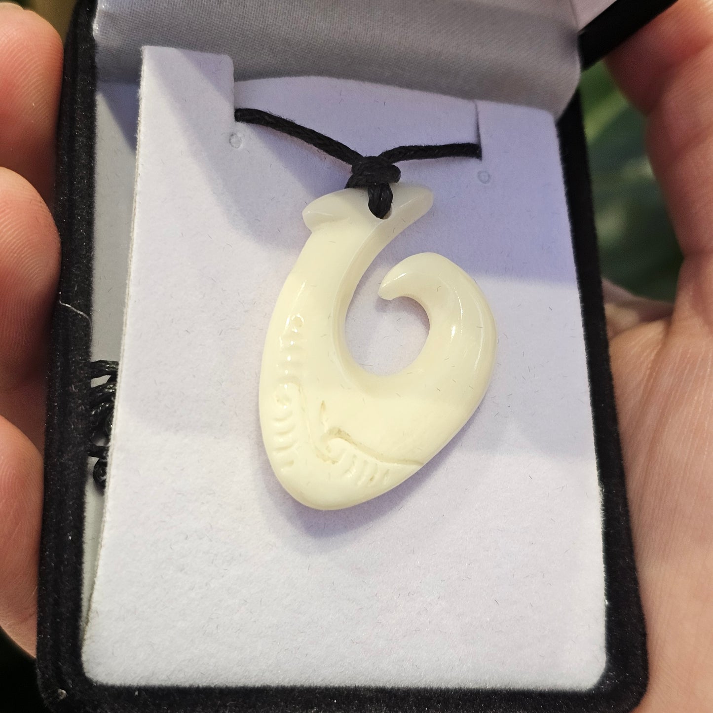 Handcarved Bone Pendant - Hei Matau (Hook) - Rivendell Shop