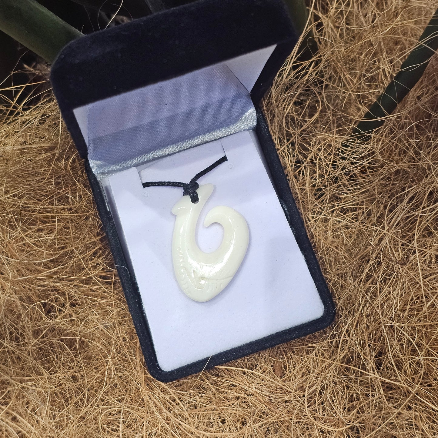 Handcarved Bone Pendant - Hei Matau (Hook) - Rivendell Shop