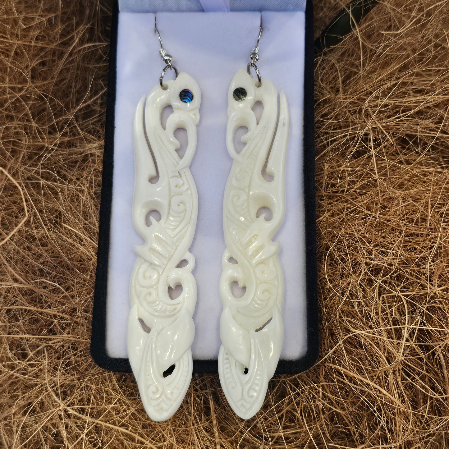 Manaia Long Bone Earrings - Rivendell Shop
