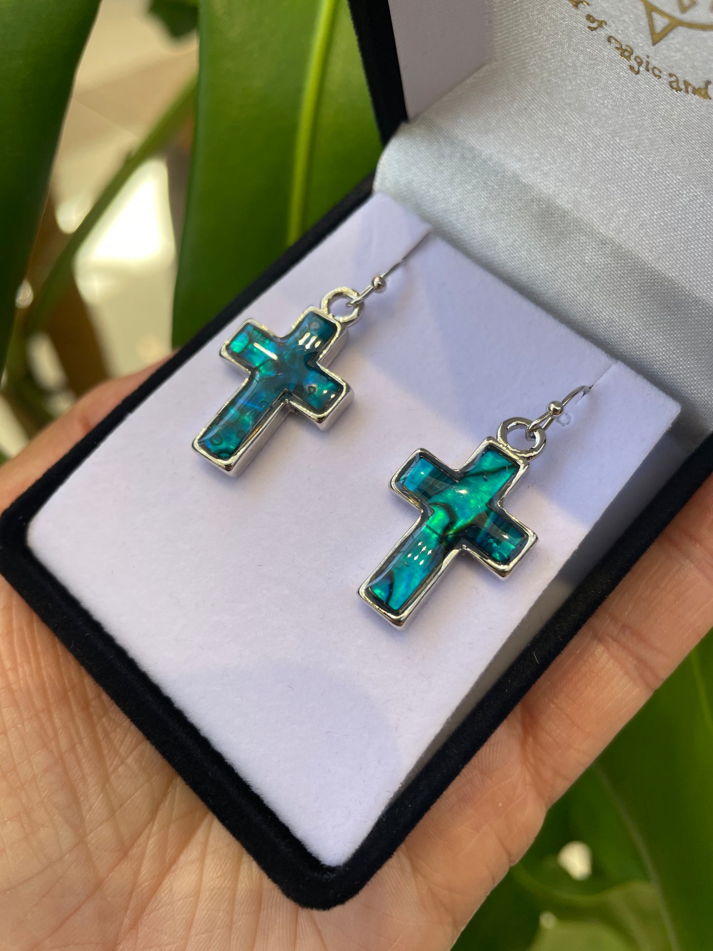Paua Earrings - Cross - Rivendell Shop