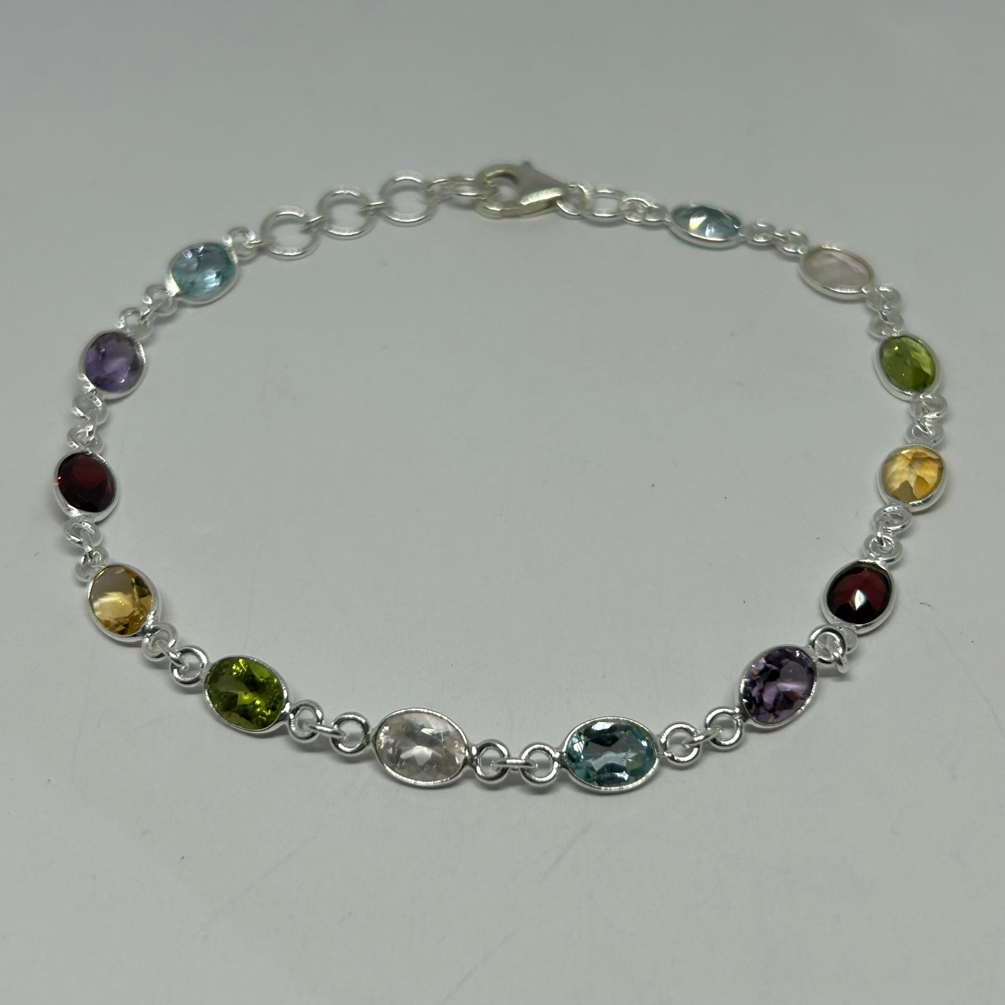 Multi Stone Silver Bracelet - Rivendell Shop