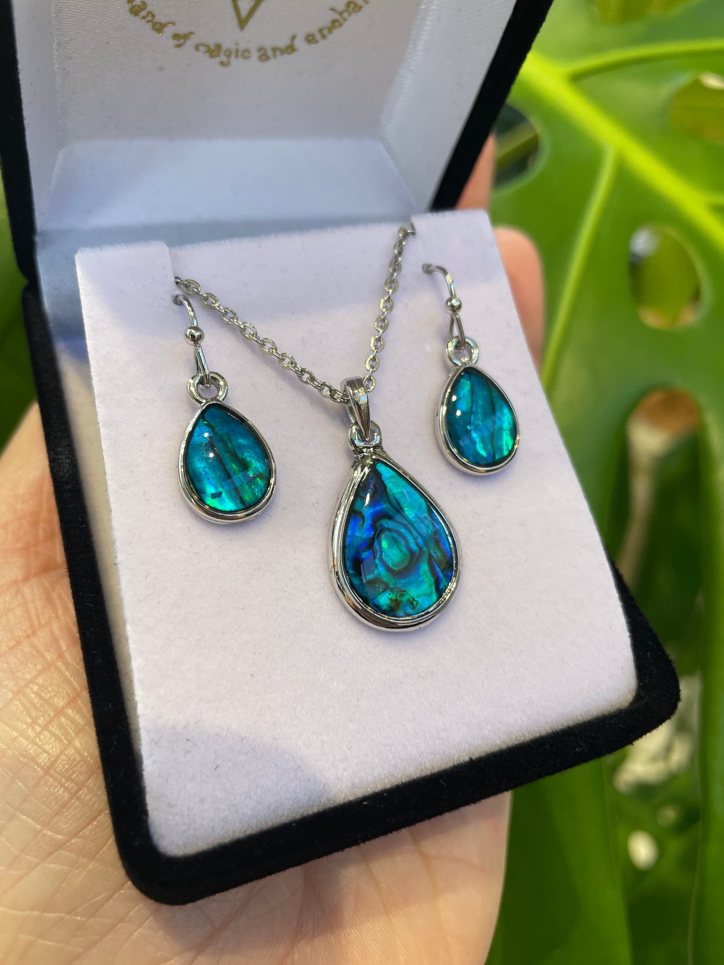 Paua Pendant & Earrings Set - Teardrop - Rivendell Shop