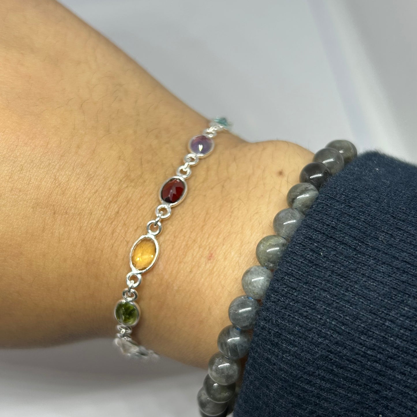 Multi Stone Silver Bracelet - Rivendell Shop
