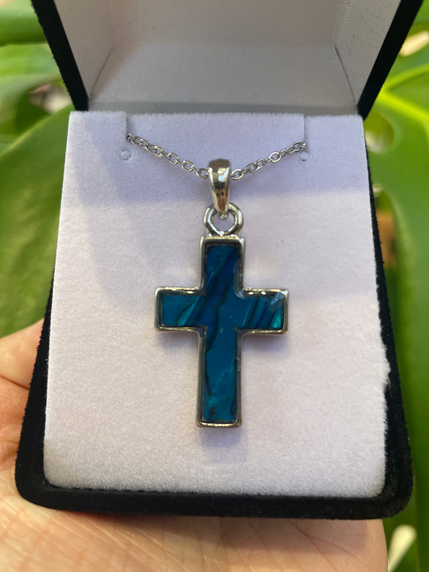 Paua Pendant - Cross - Rivendell Shop