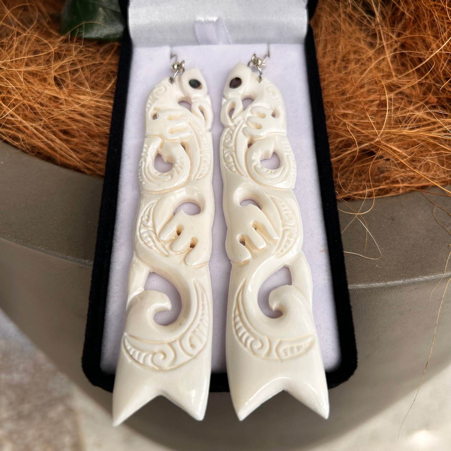 Manaia Long Bone Earrings
