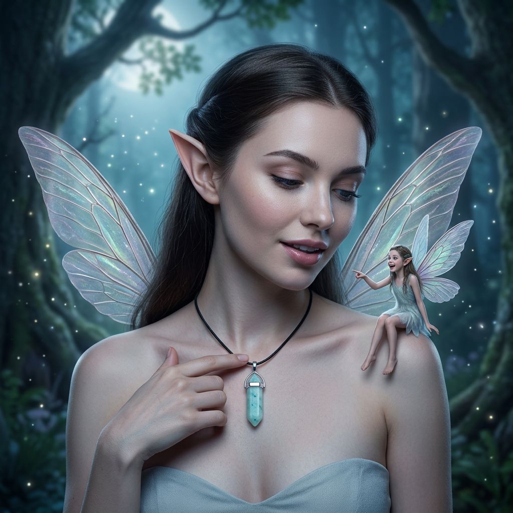 Amazonite Crystal Point Pendant — AI fantasy-fairy-jewellery