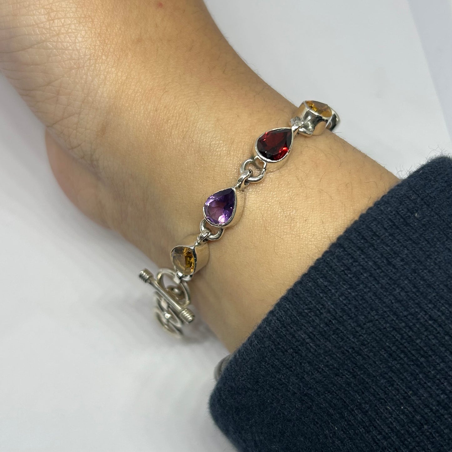 Multi Stone Silver Bracelet - Rivendell Shop