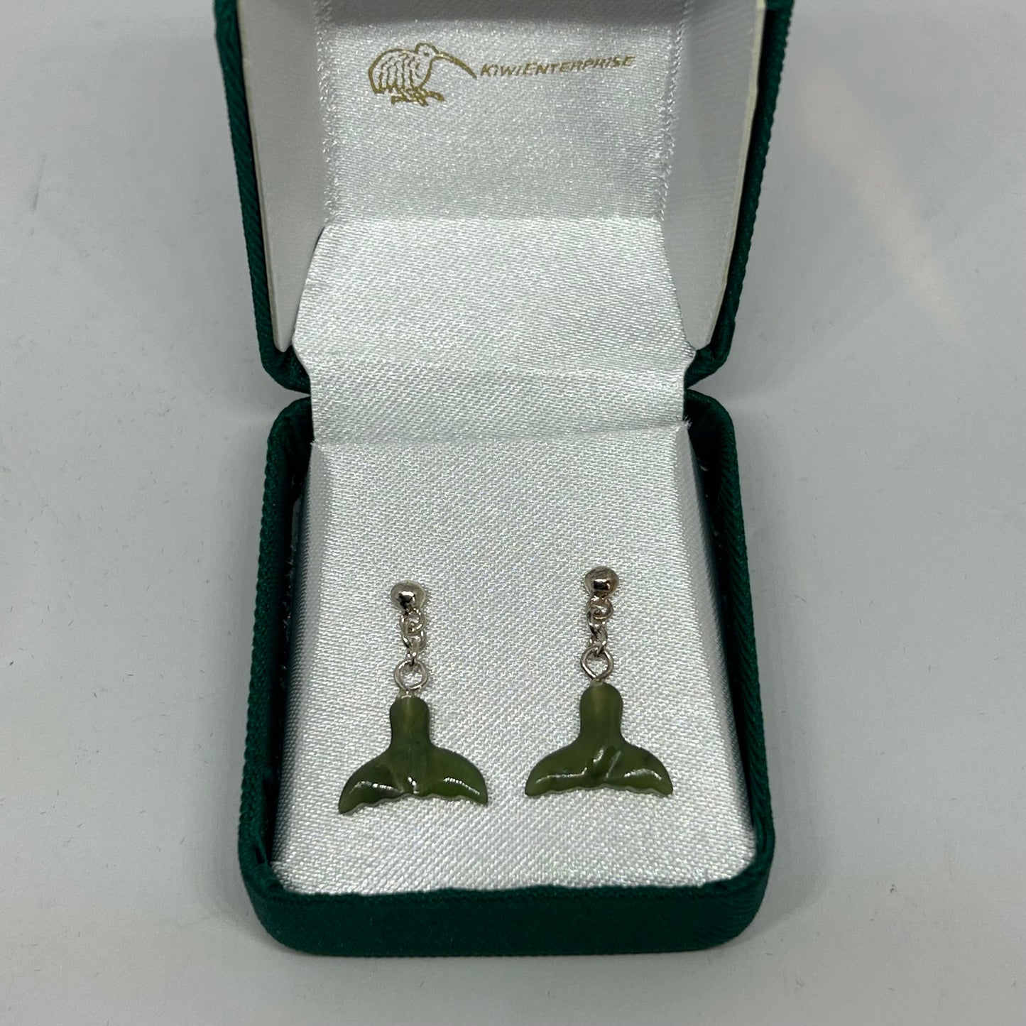 Greenstone Whale Tail Earrings