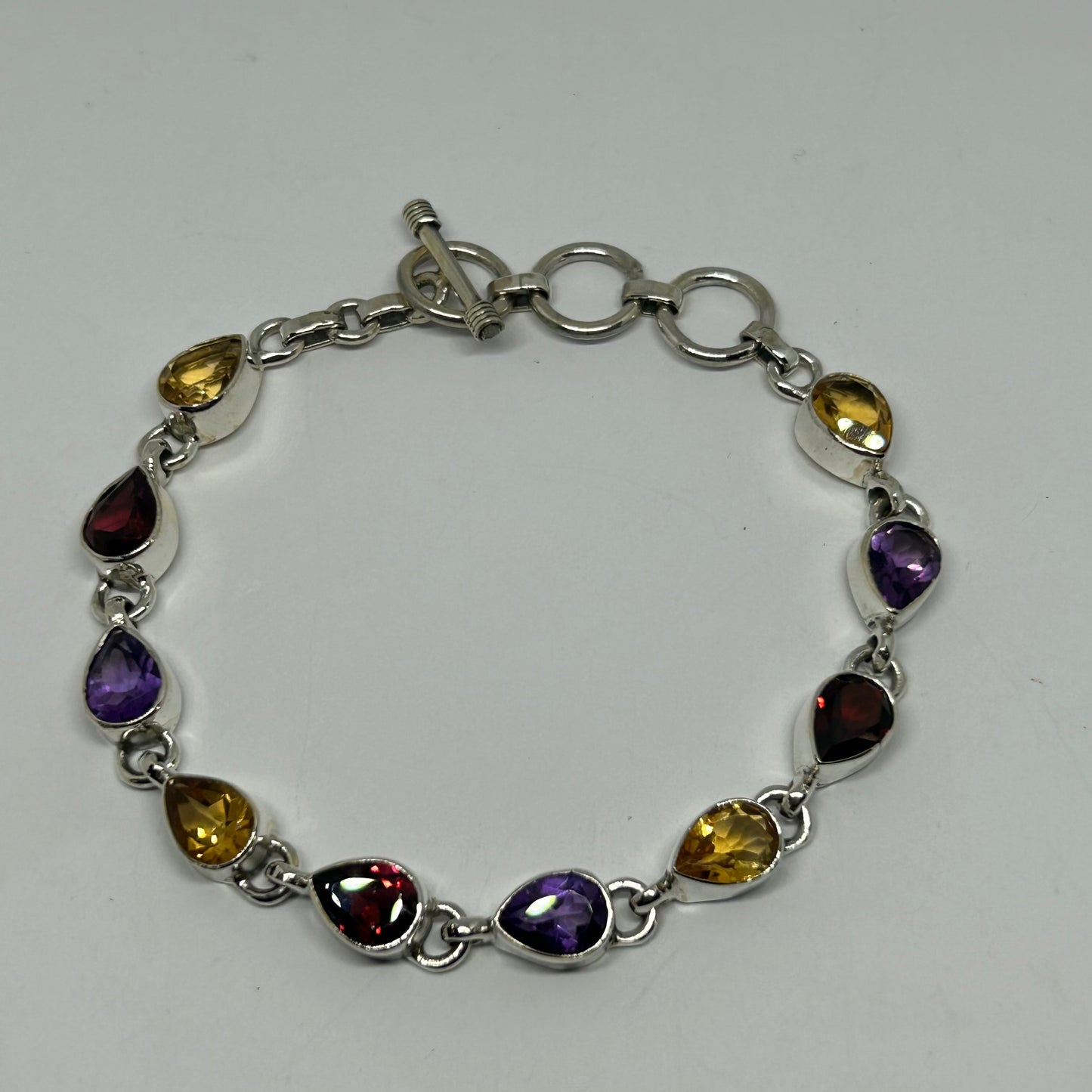 Multi Stone Silver Bracelet - Rivendell Shop