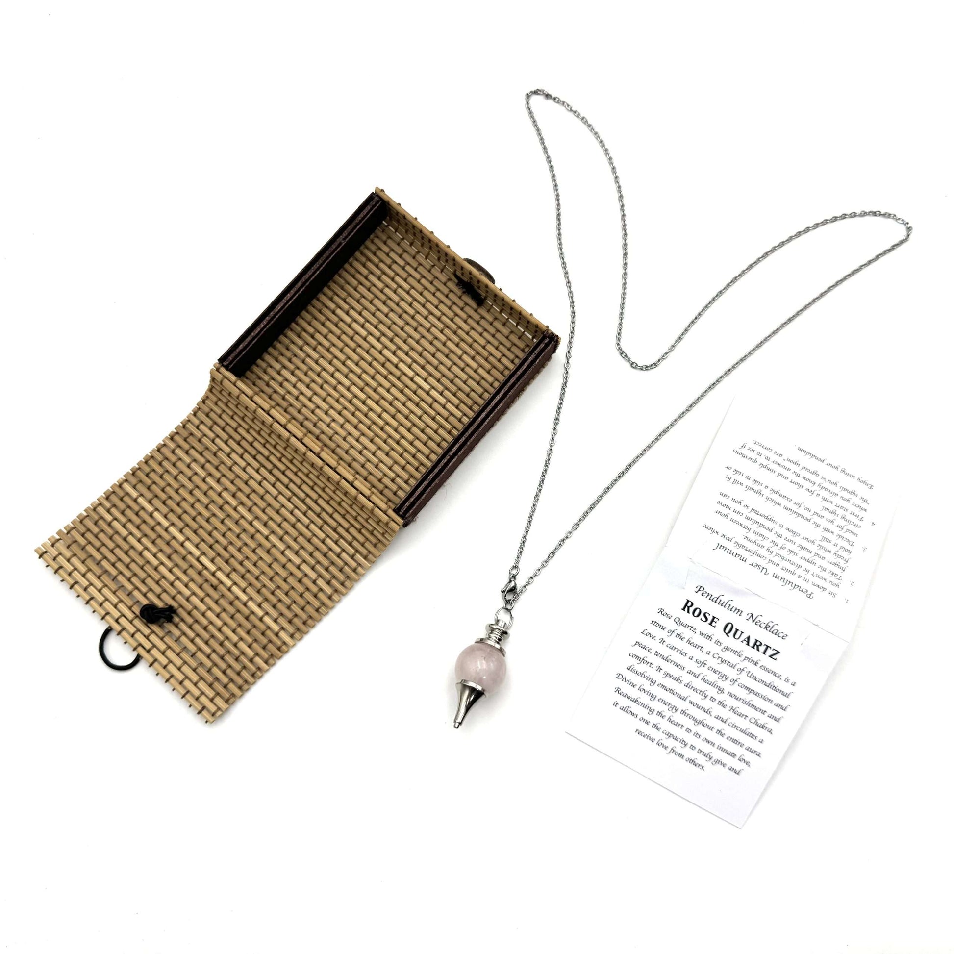 Pendulum Necklace- Rose Quartz - Rivendell Shop