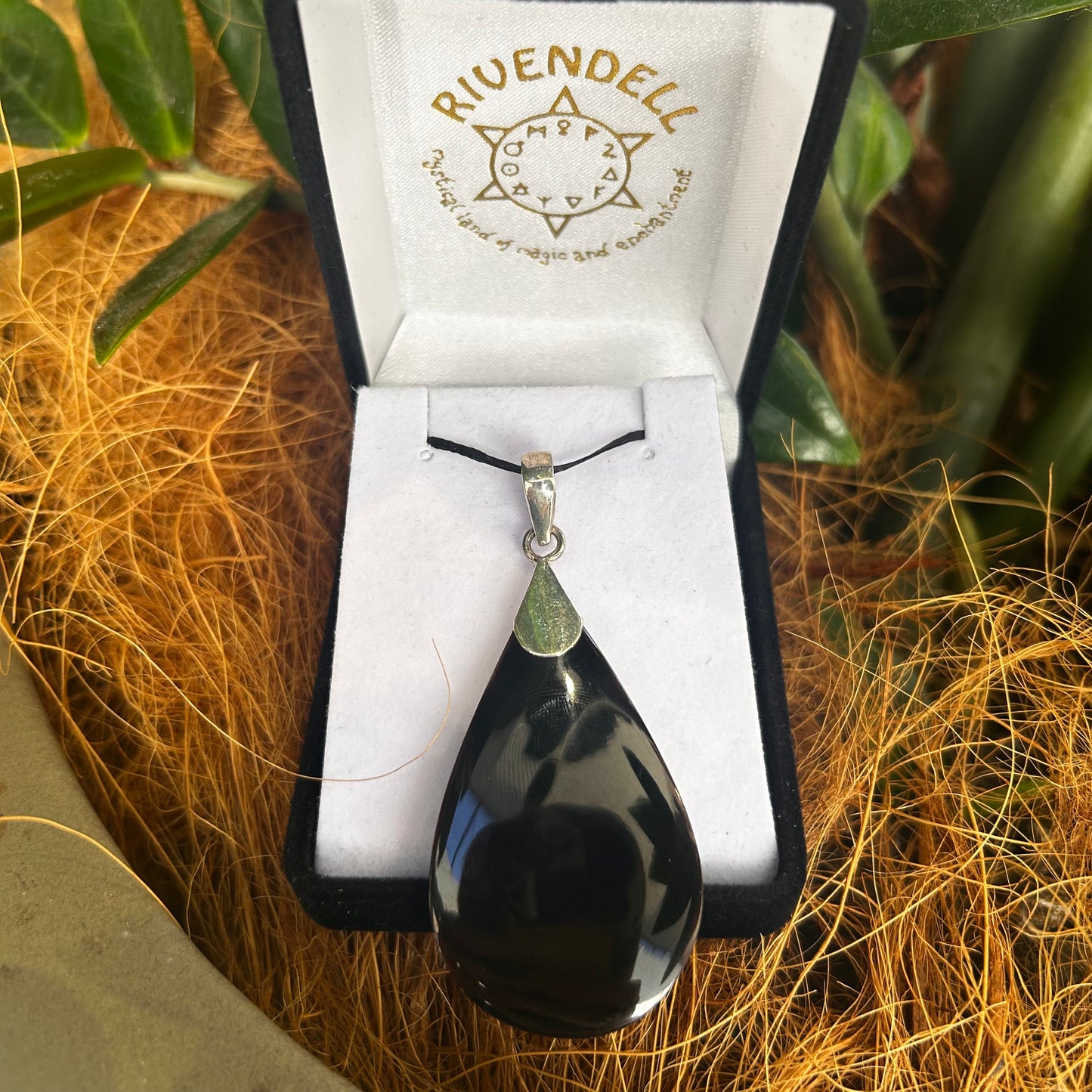 Black Coral Pendant - Teardrop