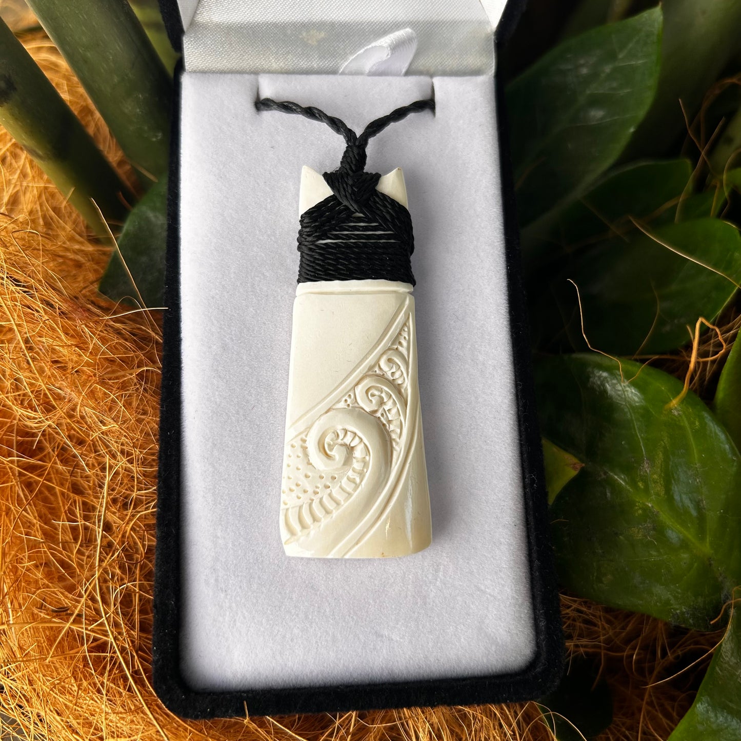 Handcarved Bone Toki with Carving