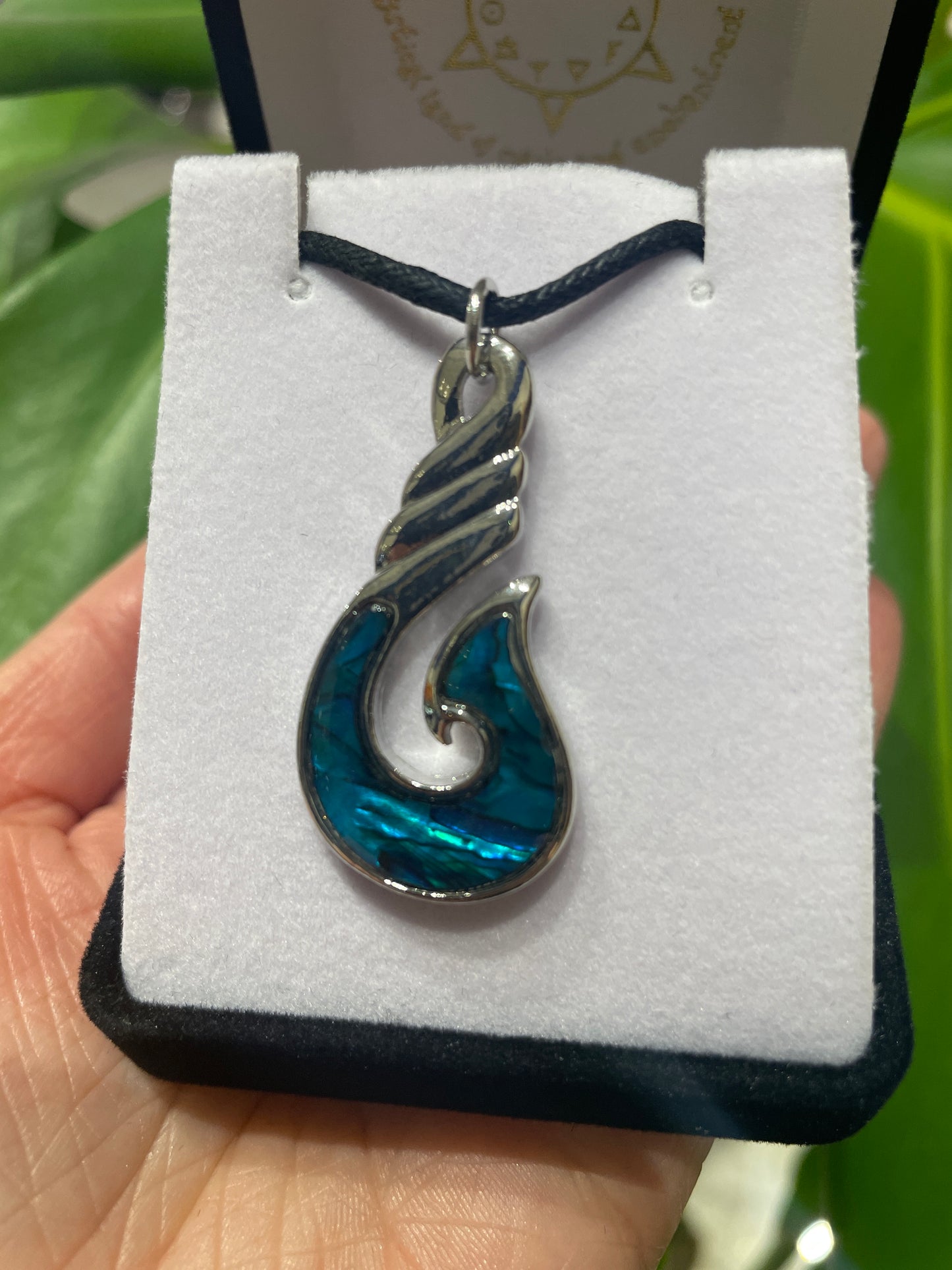 Paua Pendant - Hei Matau (Fish Hook) - Rivendell Shop