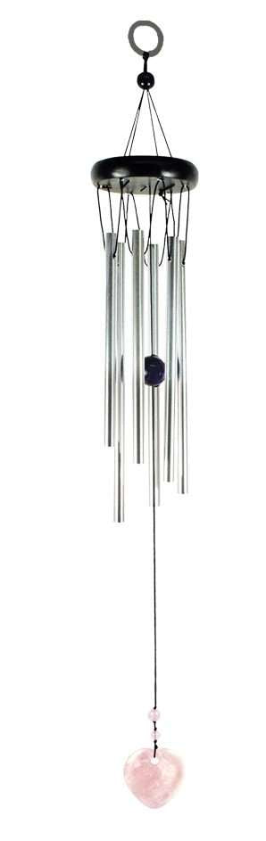Gemstone windchime - Rose quartz heart - Rivendell Shop