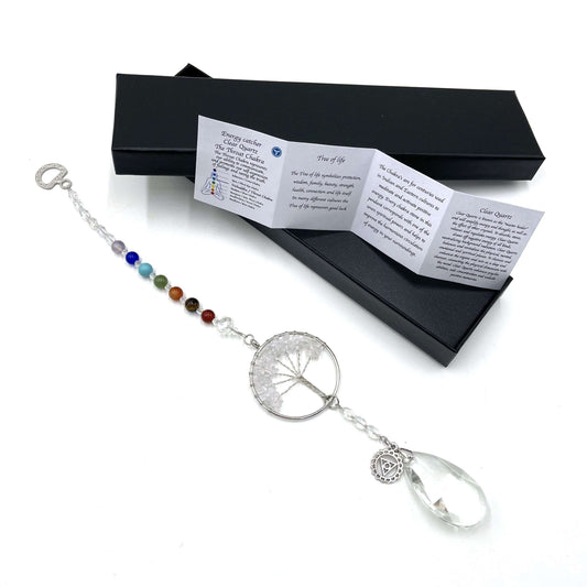 Tree of Life Suncatcher Throat Chakra Clear Quartz - Rivendell Shop