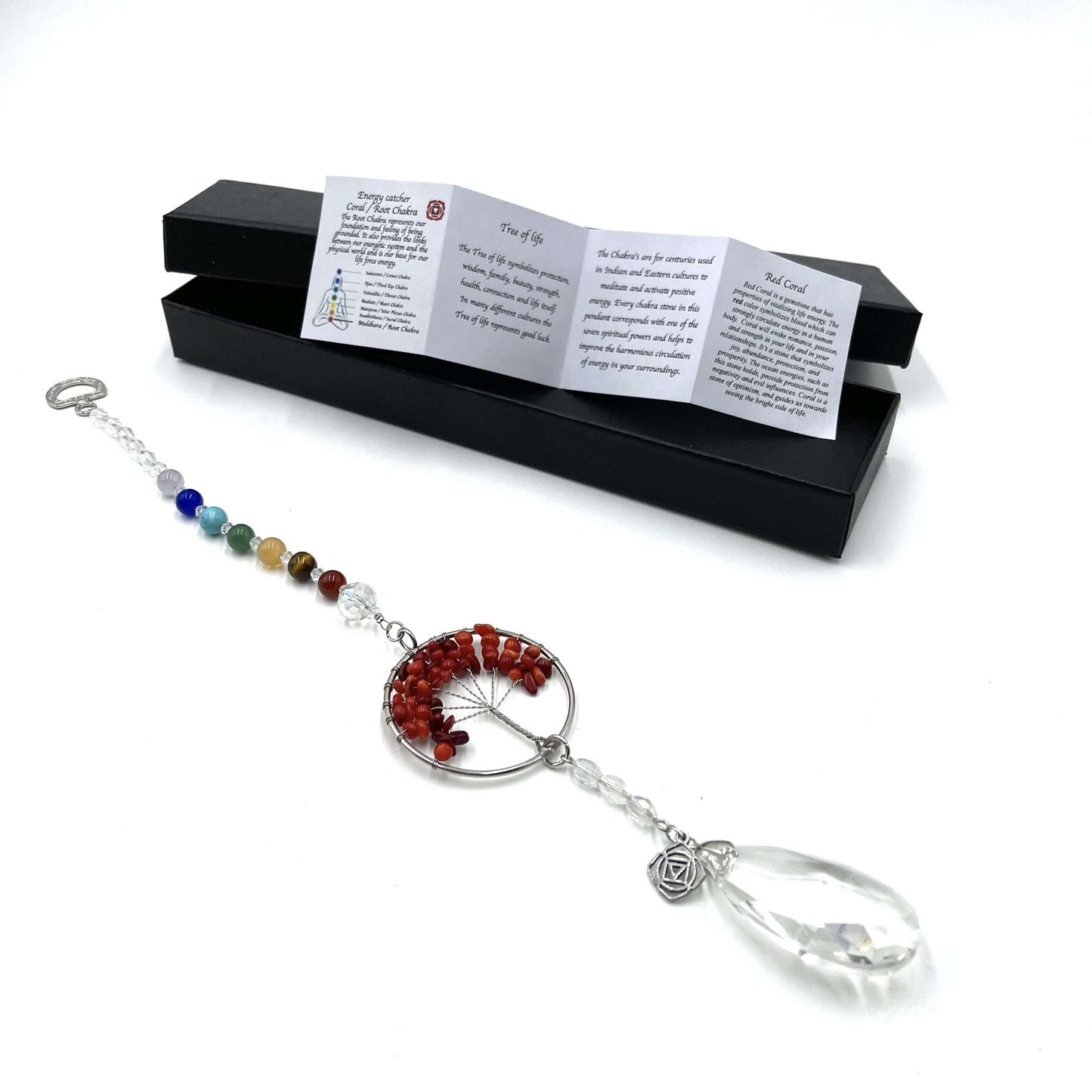 Tree of Life Suncatcher Root Chakra Red Coral - Rivendell Shop