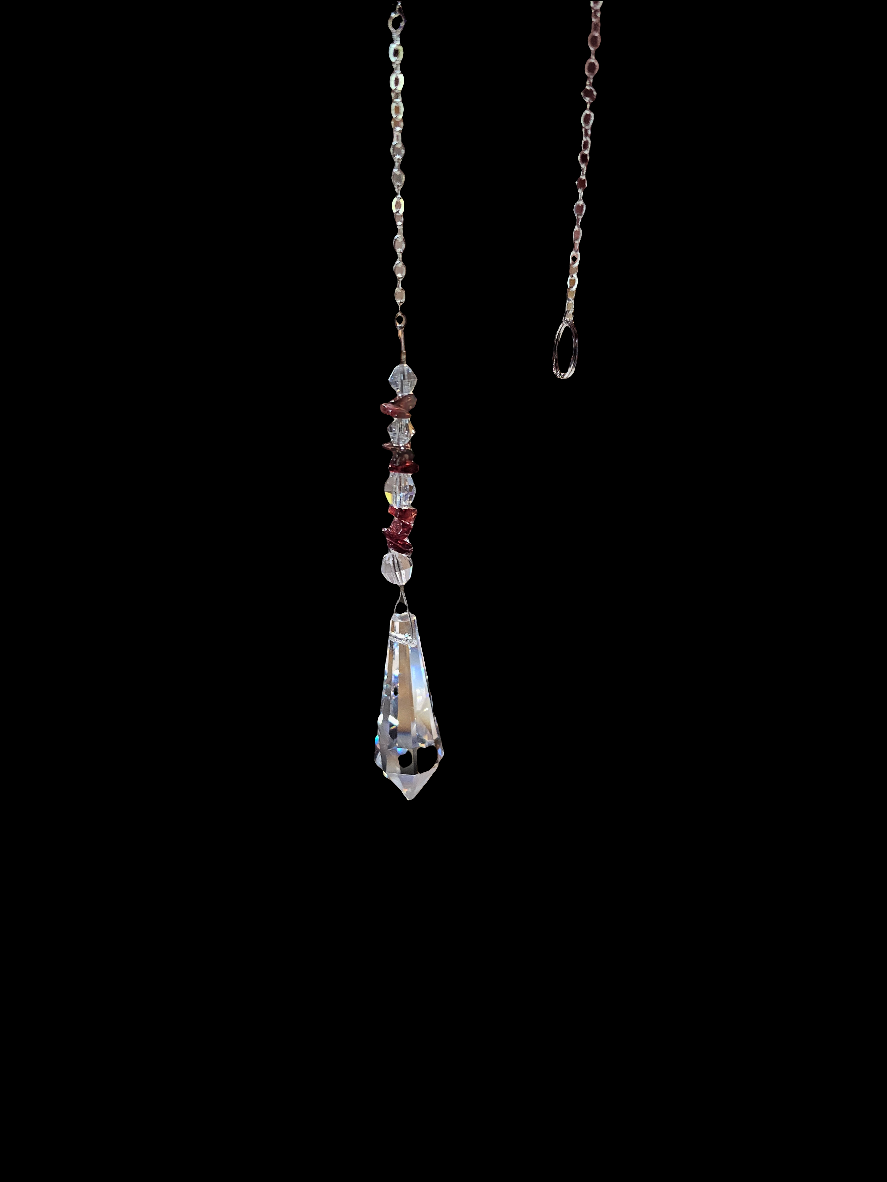 Clarus Crystal Hanging Pendulum - Garnet - Rivendell Shop