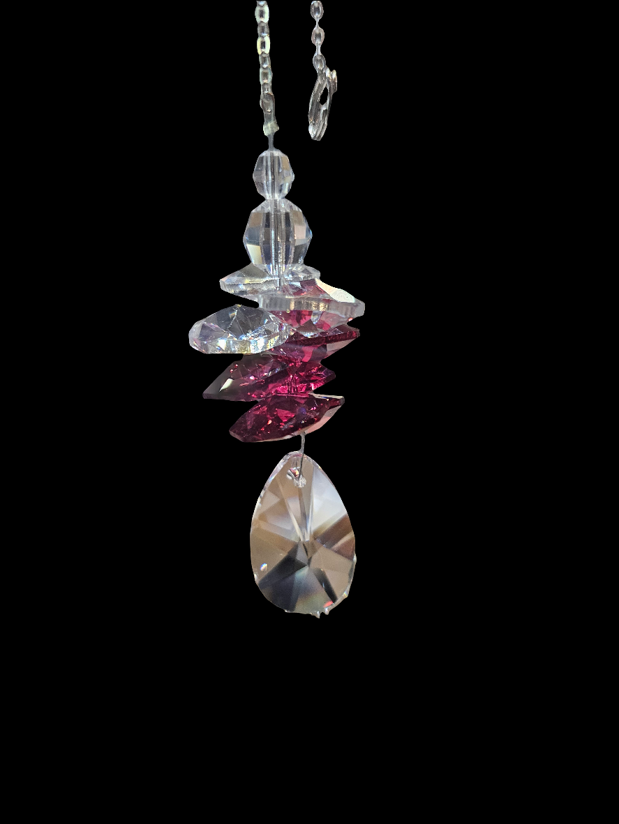 Clarus Crystal Hanging Dewdrop Bordeaux - Rivendell Shop
