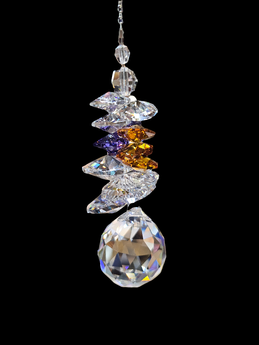 Clarus Sphere Crystal Hanging - Violet & Topaz - Rivendell Shop