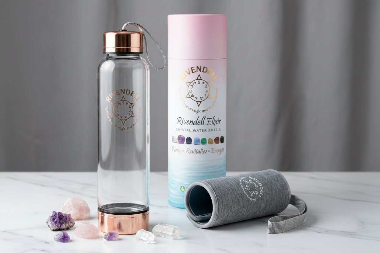 AI-processed: Point Crystal Water Bottle: Rivendell Elixir