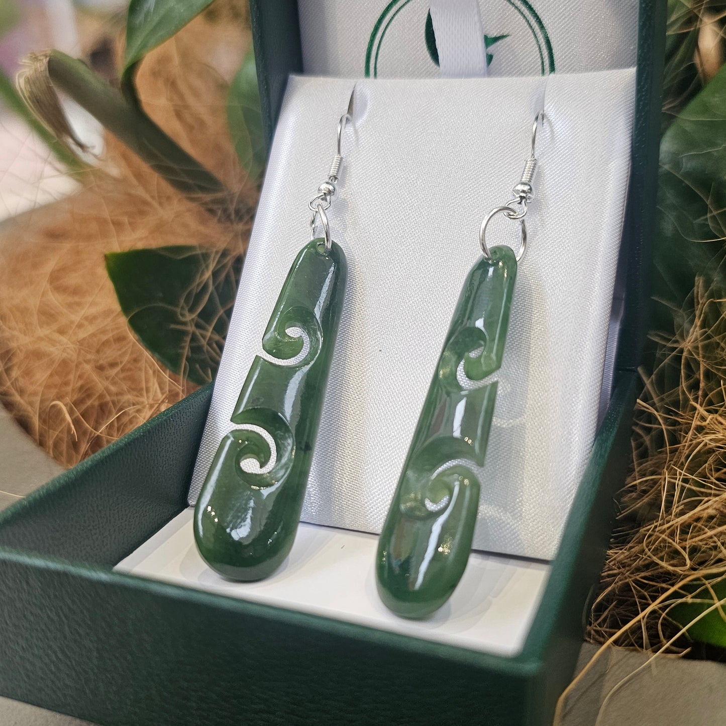 Greenstone (Pounamu) Double Koru Earrings - Rivendell Shop