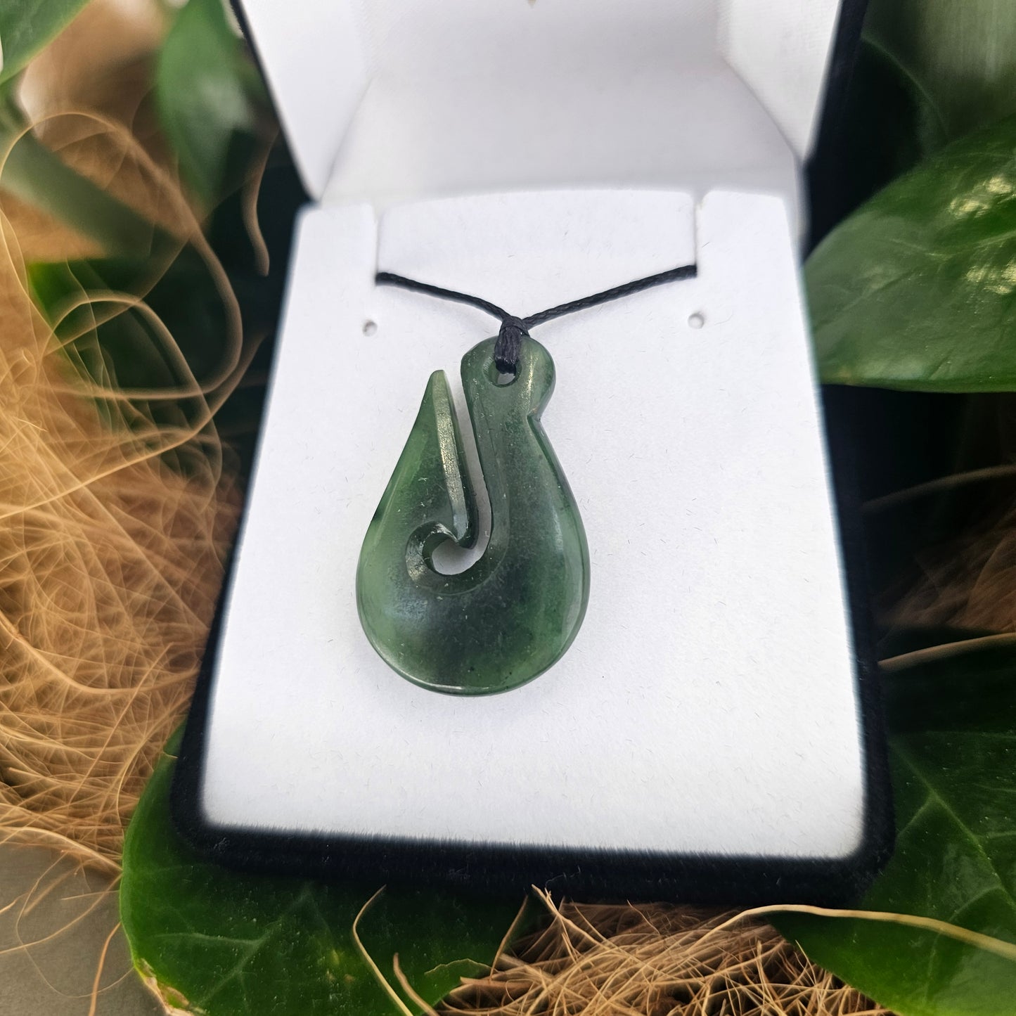 Greenstone Hei Matau (Fish Hook) Pendant