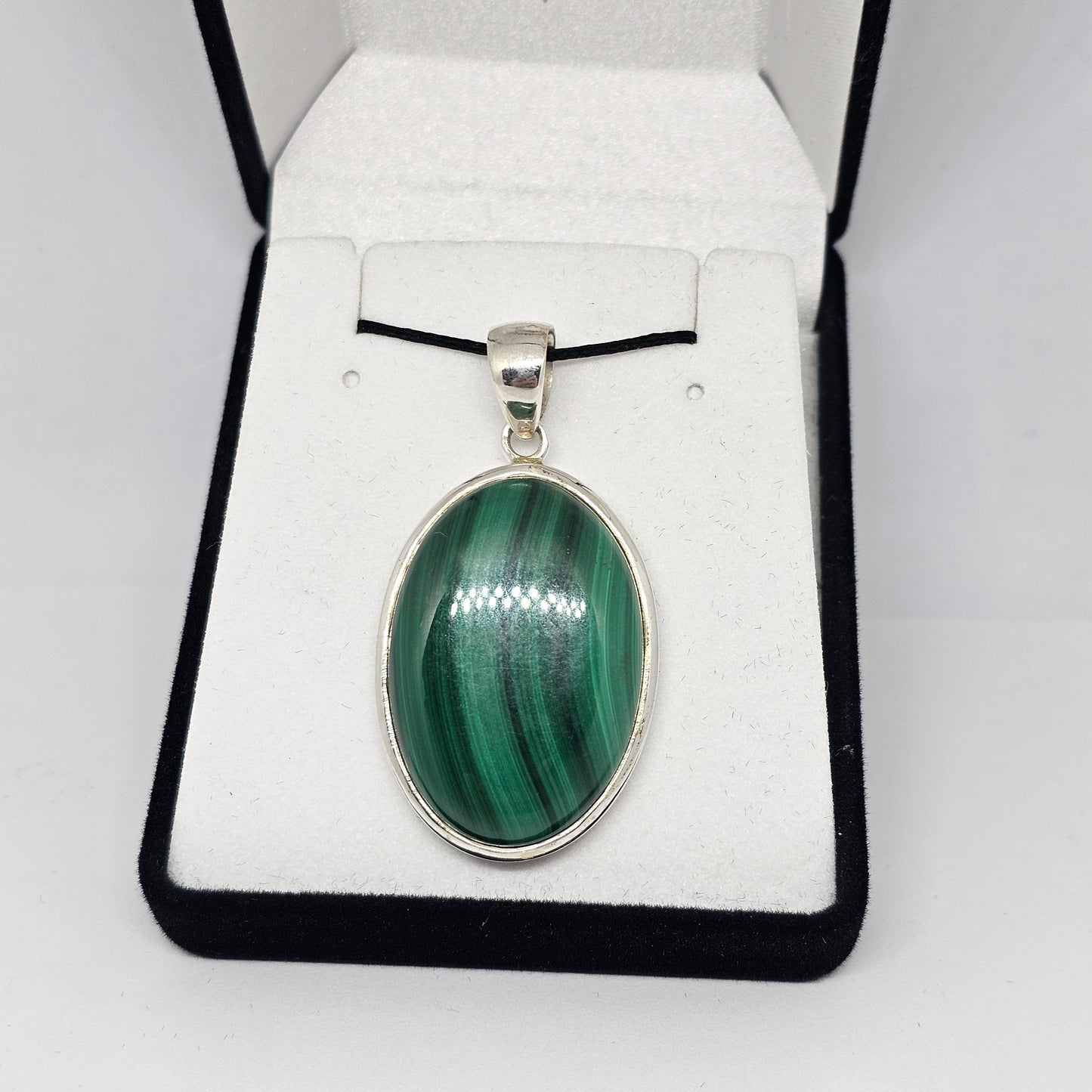 Malachite Sterling Silver Pendant - Rivendell Shop