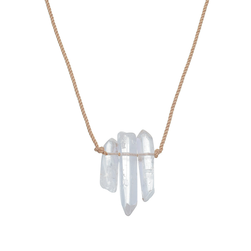 Natural Rope Choker w/ 3 Piece Clear Quartz - Rivendell Shop
