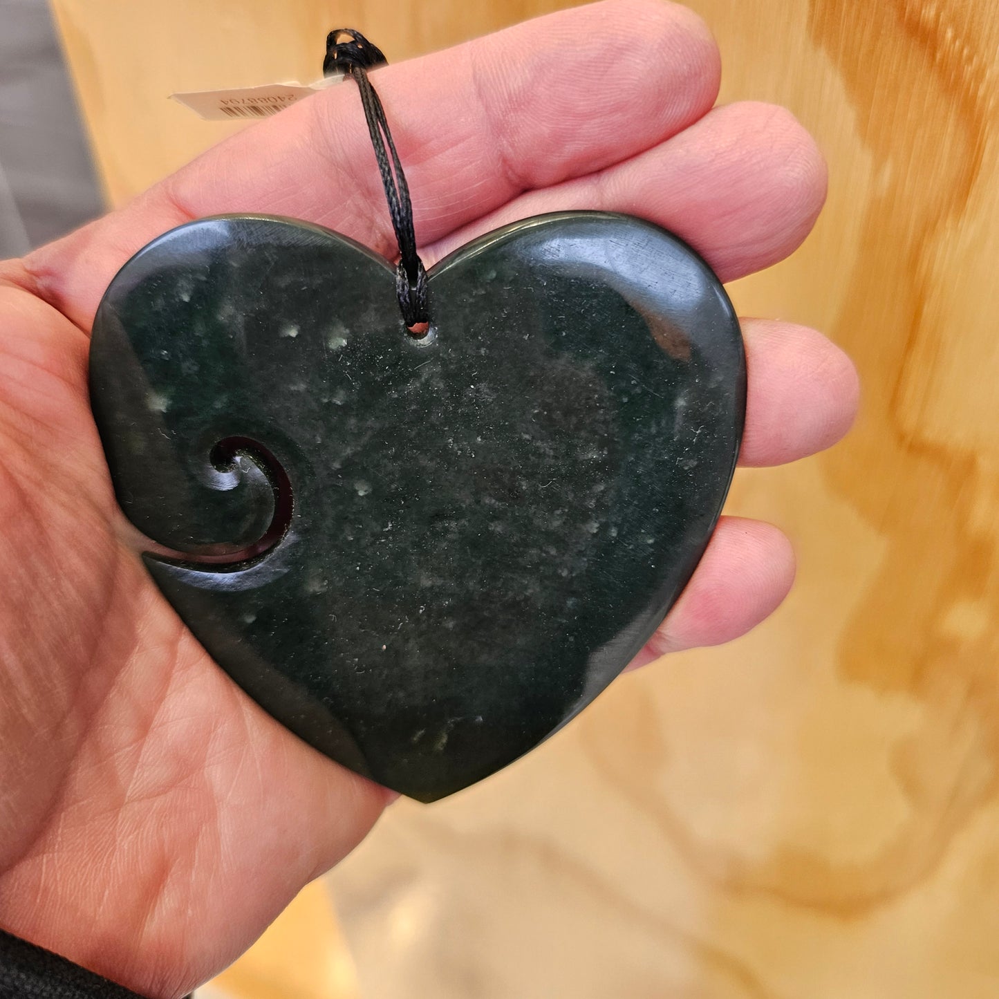 Heart Greenstone Pendant with Koru Indentation - Rivendell Shop