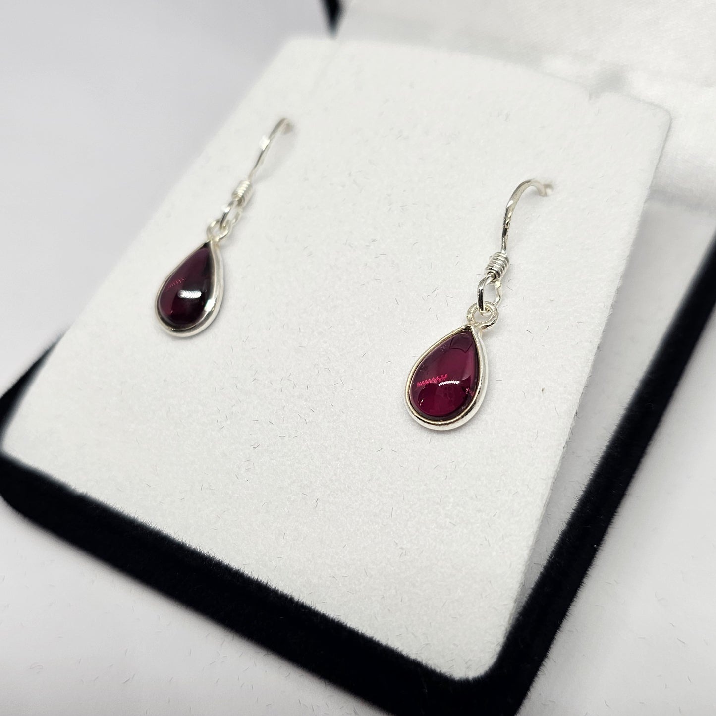 Garnet Sterling Silver Earrings - Rivendell Shop