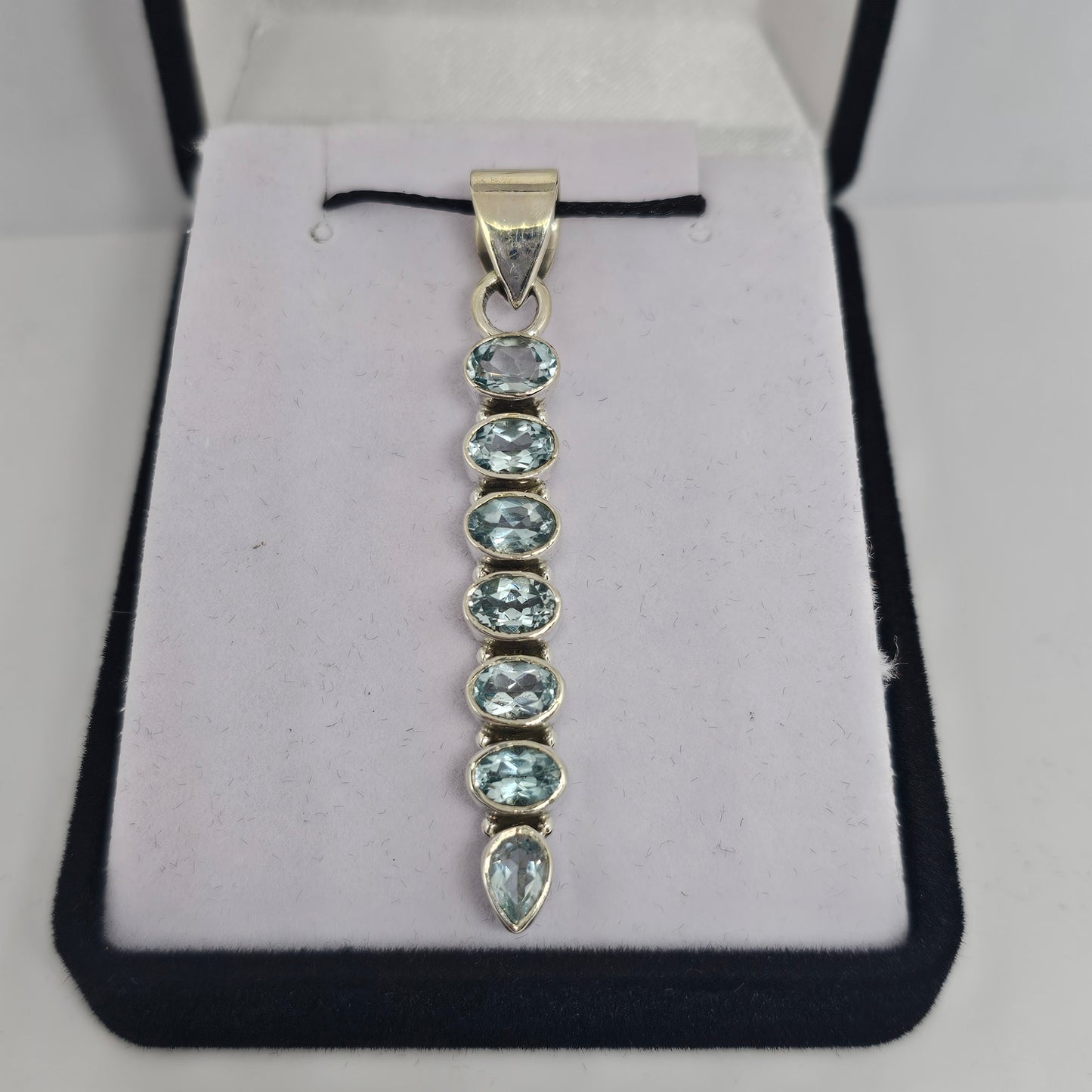 Blue Topaz Sterling Silver Pendant - Rivendell Shop