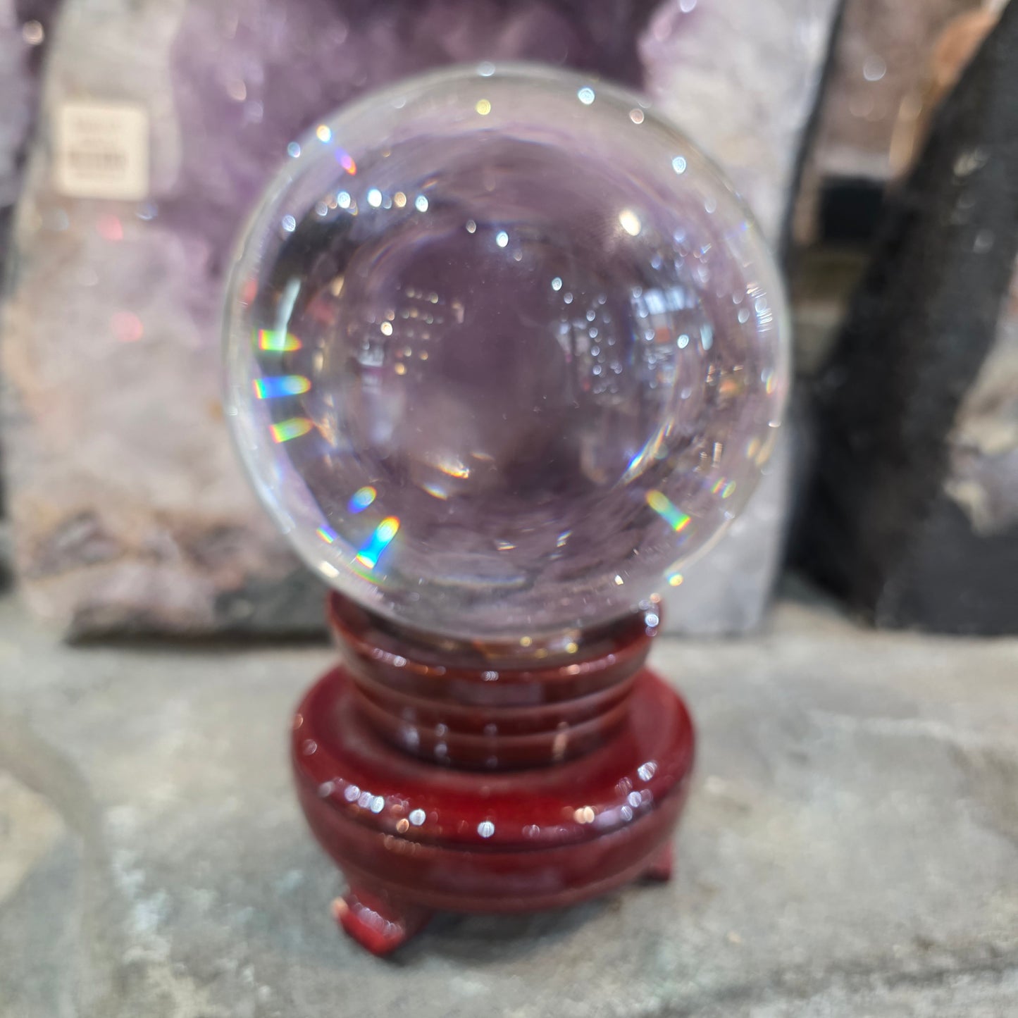Large Clear Crystal Ball on Stand 110 mm