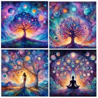 Tree Of Life Cosmic Ceramic Coaster Set 4 - Rivendell Shop
