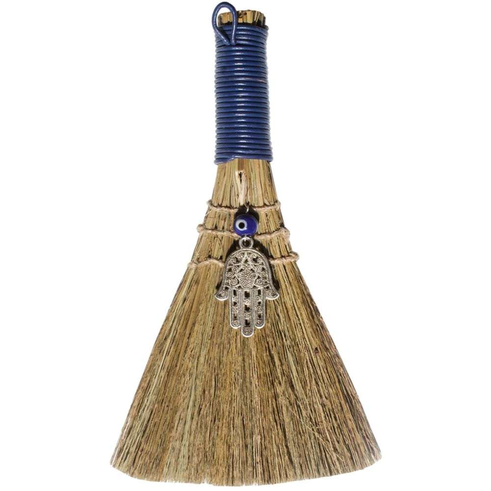 Wicca Broom – Hamsa Hand with Evil Eye 20cm