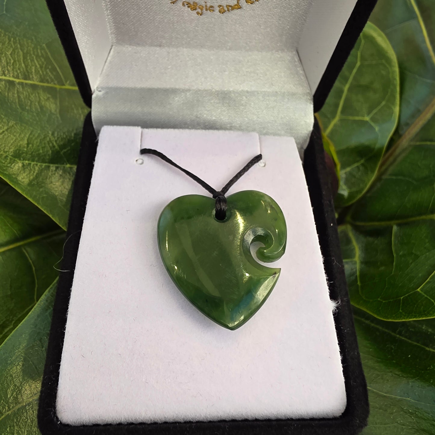Heart Greenstone Pendant with Koru indentation - Rivendell Shop